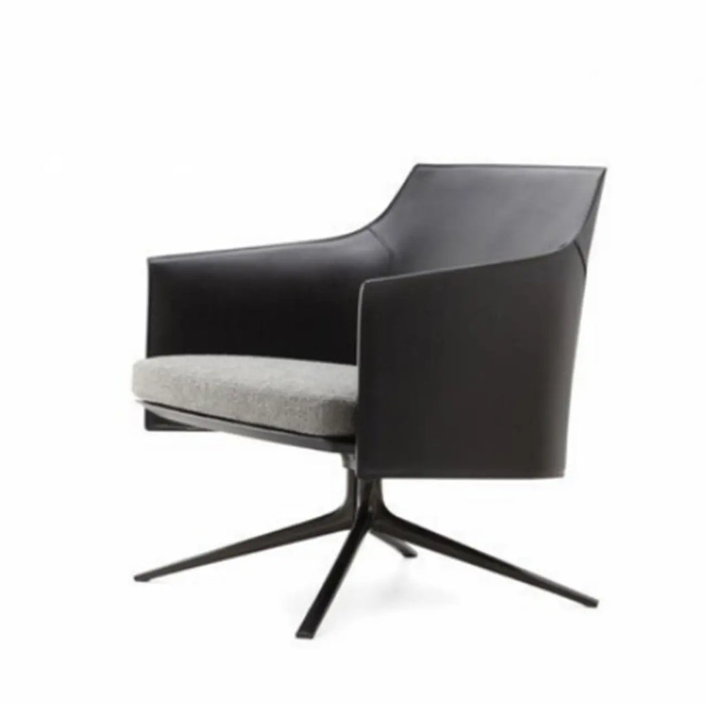 Modern Leather Flared Arm Armchair - Light Brown