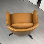 Modern Leather Flared Arm Armchair - Light Brown