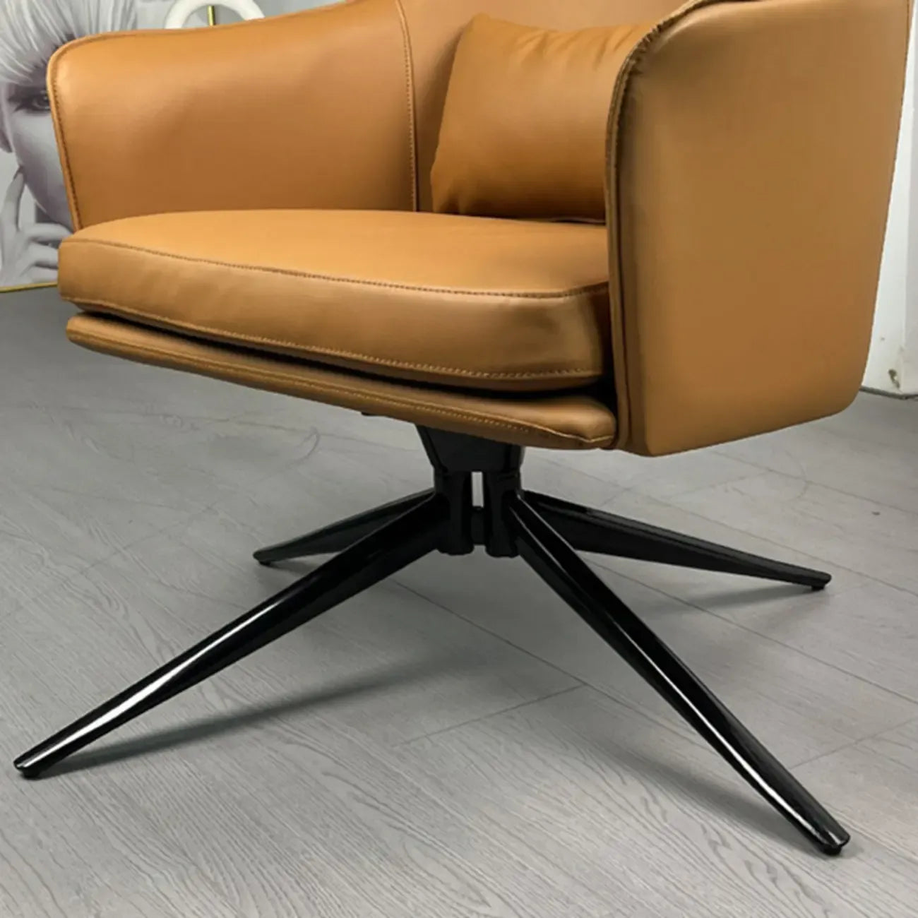 Modern Leather Flared Arm Armchair - Light Brown