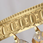 European Classical Crystal Brass Drum Flush Ceiling Light