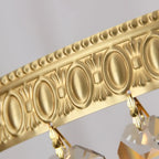 European Classical Crystal Brass Drum Flush Ceiling Light