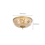 European Classical Crystal Brass Drum Flush Ceiling Light