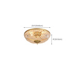 European Classical Crystal Brass Drum Flush Ceiling Light