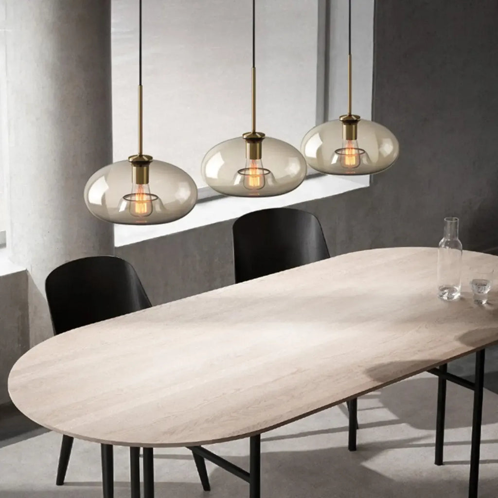 Modern Glass Globe Pendant Light with Adjustable Cord for Dining
