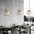 Modern Glass Globe Pendant Light with Adjustable Cord for Dining