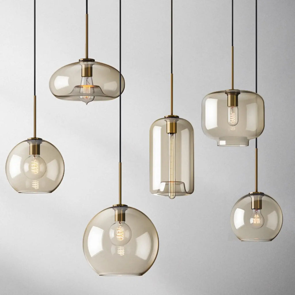 Modern Glass Globe Pendant Light with Adjustable Cord for Dining