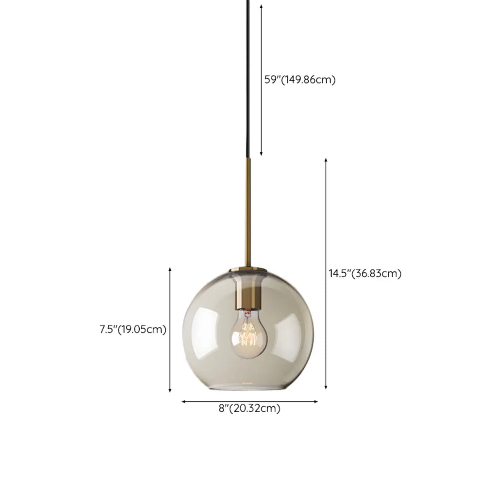 Modern Glass Globe Pendant Light with Adjustable Cord for Dining