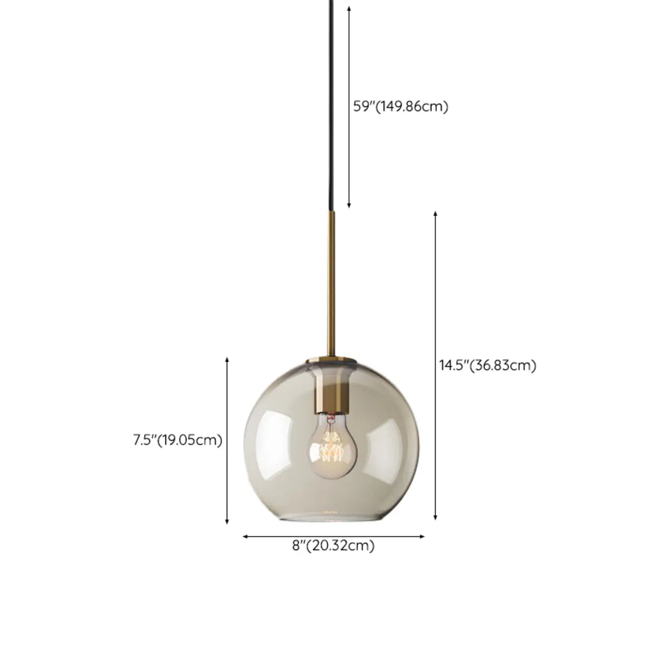 Modern Glass Globe Pendant Light with Adjustable Cord for Dining