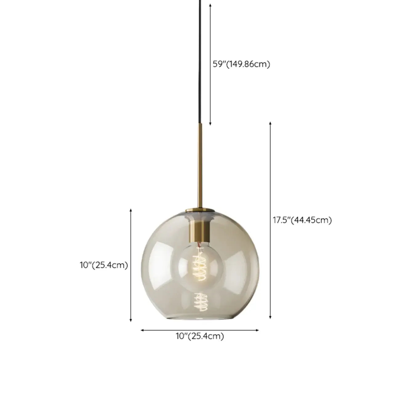 Modern Glass Globe Pendant Light with Adjustable Cord for Dining