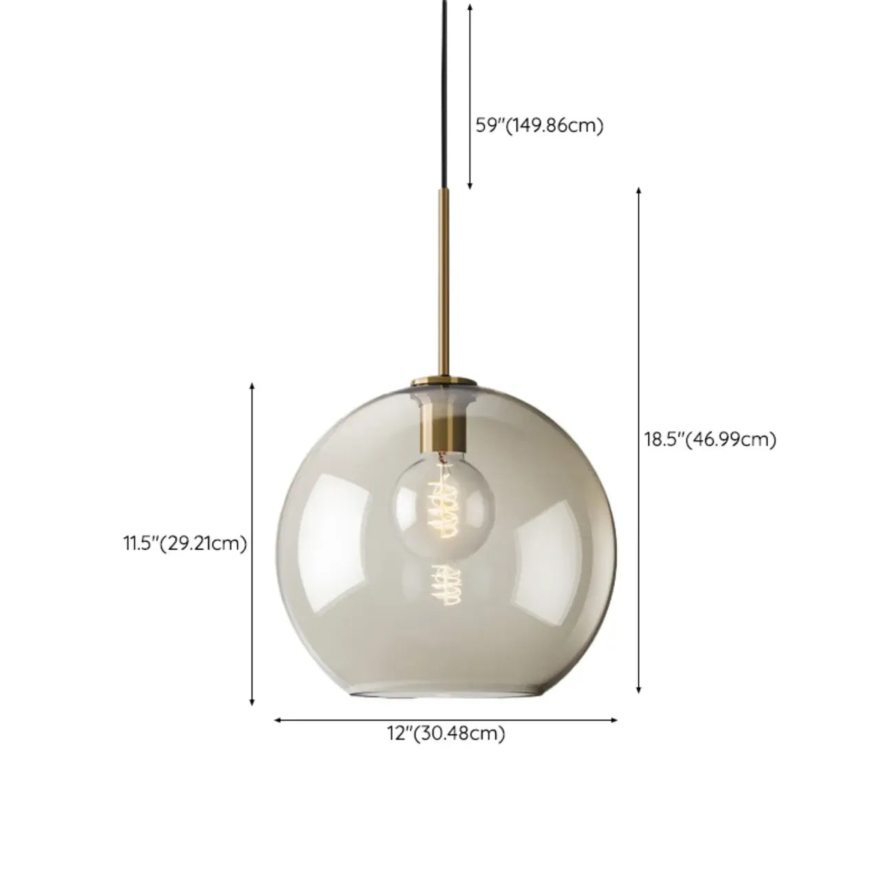 Modern Glass Globe Pendant Light with Adjustable Cord for Dining