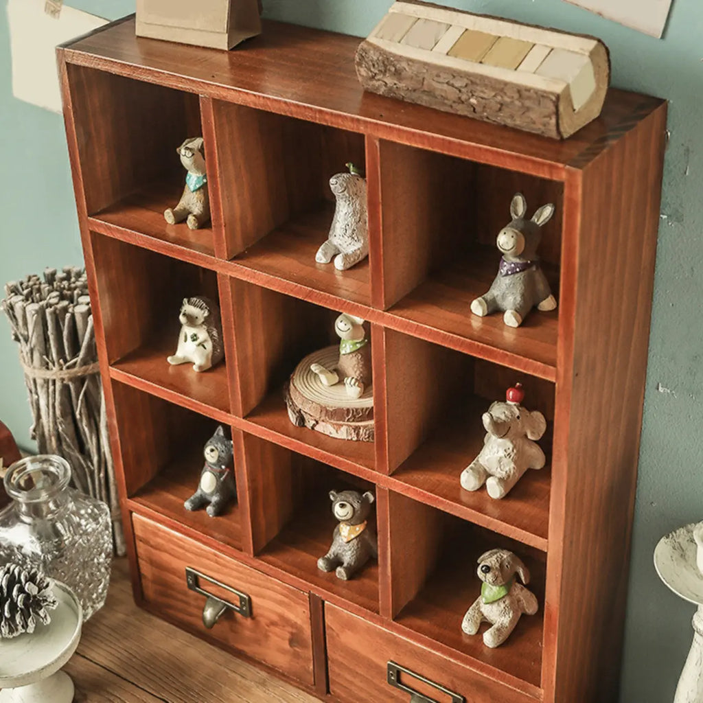 Elegant Freestanding Wooden Display Cabinet with Drawers