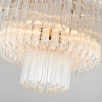 Modern Tier Round Gold Crystal Chandelier Height Adjustable