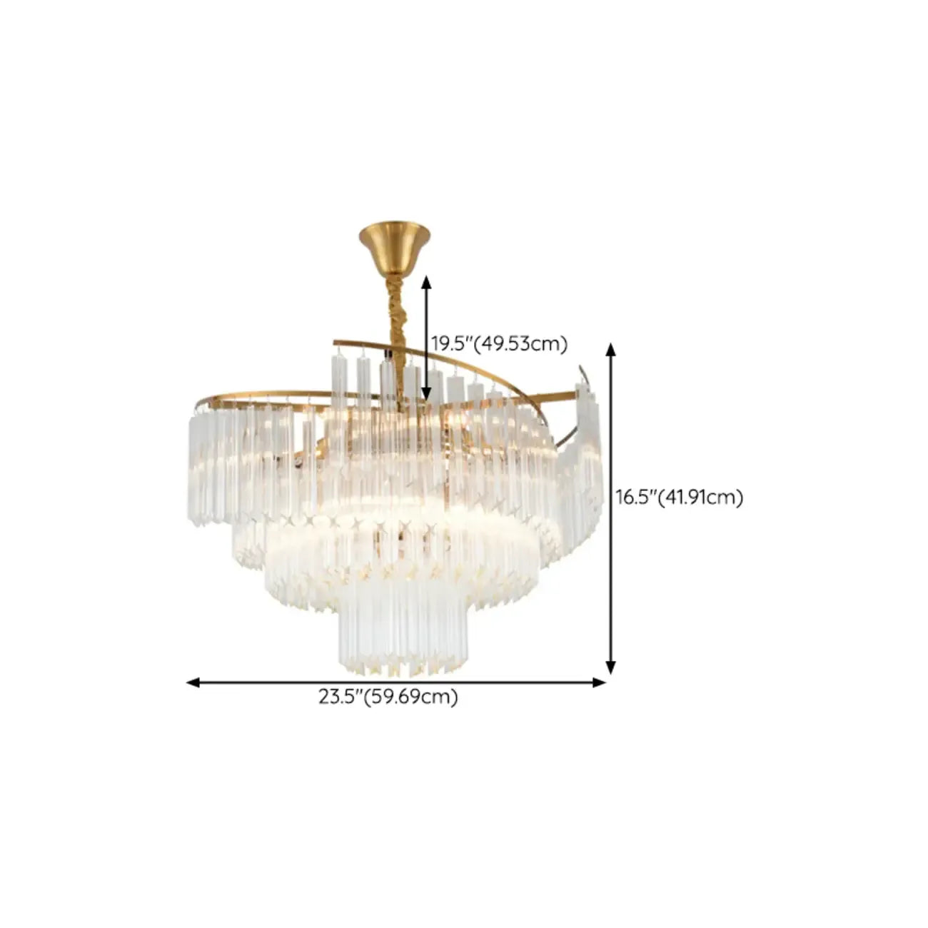 Modern Tier Round Gold Crystal Chandelier Height Adjustable