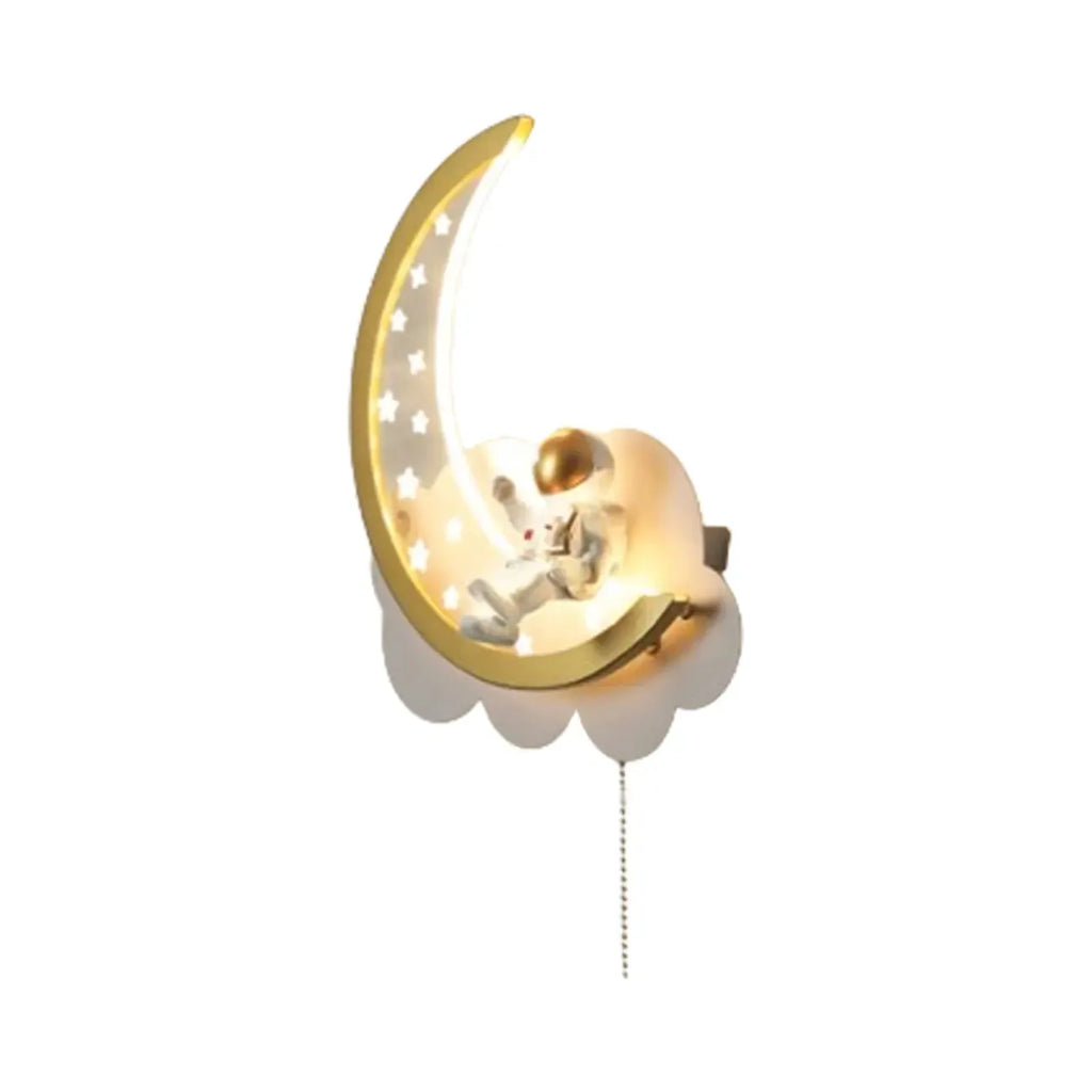 Dimmable Moon Astronaut LED Wall Sconce for Bedside Light