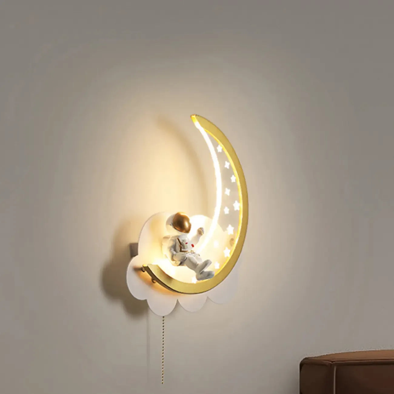 Dimmable Moon Astronaut LED Wall Sconce for Bedside Light