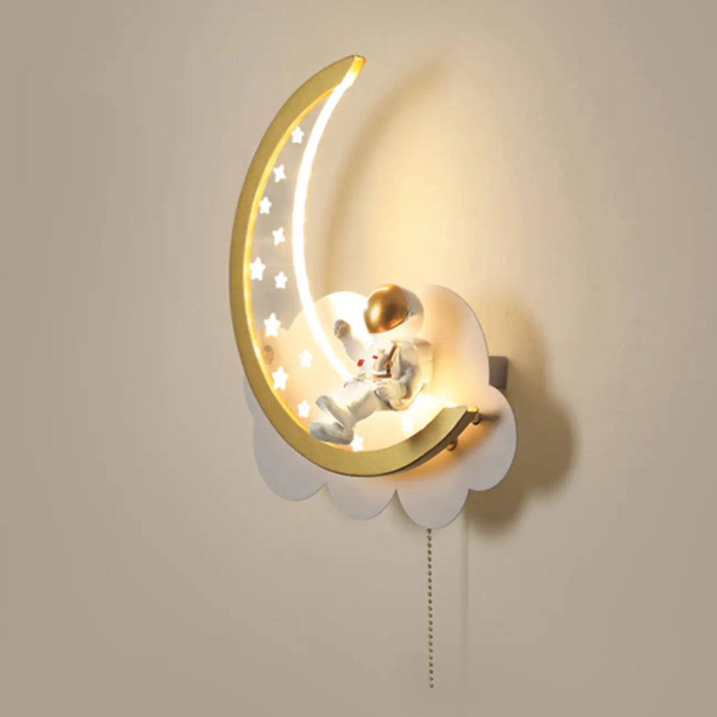 Dimmable Moon Astronaut LED Wall Sconce for Bedside Light