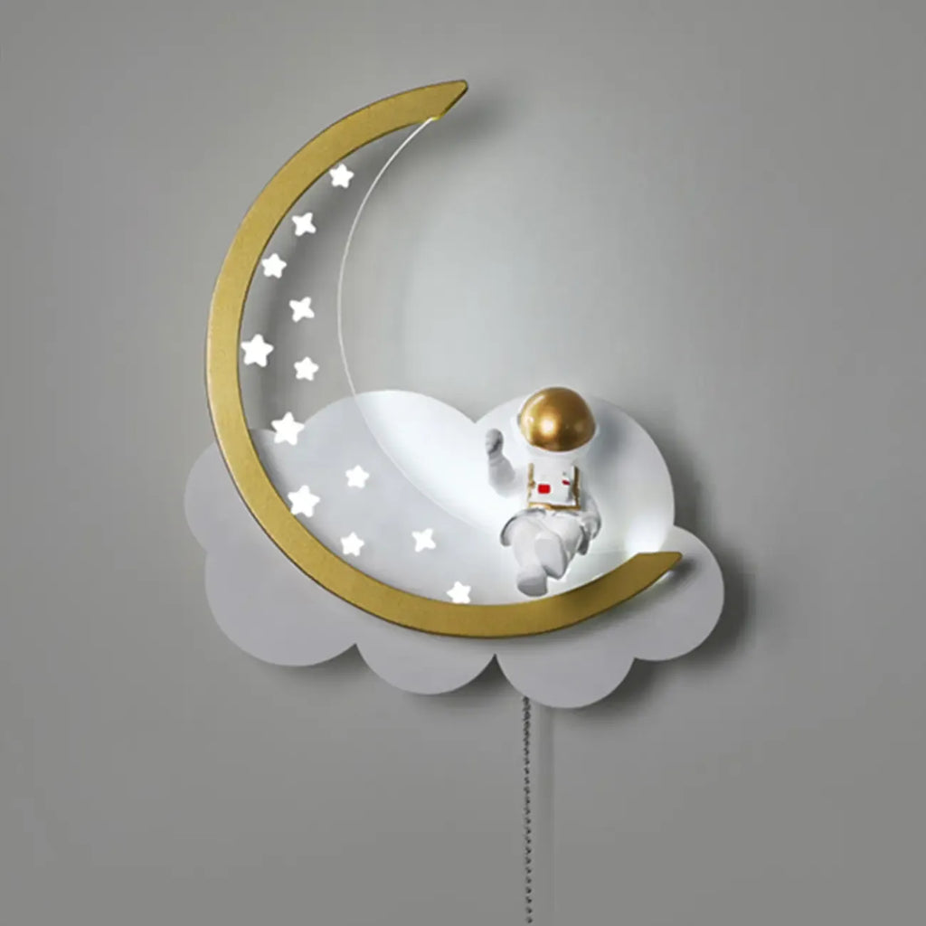 Dimmable Moon Astronaut LED Wall Sconce for Bedside Light