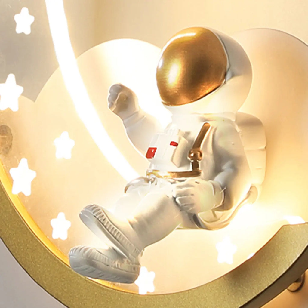 Dimmable Moon Astronaut LED Wall Sconce for Bedside Light