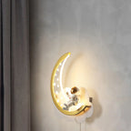 Dimmable Moon Astronaut LED Wall Sconce for Bedside Light