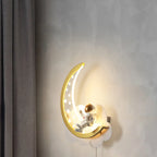 Dimmable Moon Astronaut LED Wall Sconce for Bedside Light