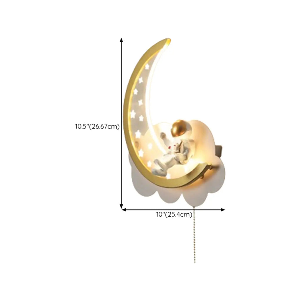 Dimmable Moon Astronaut LED Wall Sconce for Bedside Light