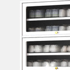 Flip-up Vertical White Shoe Storage with Glass Doors