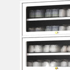 Flip-up Vertical White Shoe Storage with Glass Doors