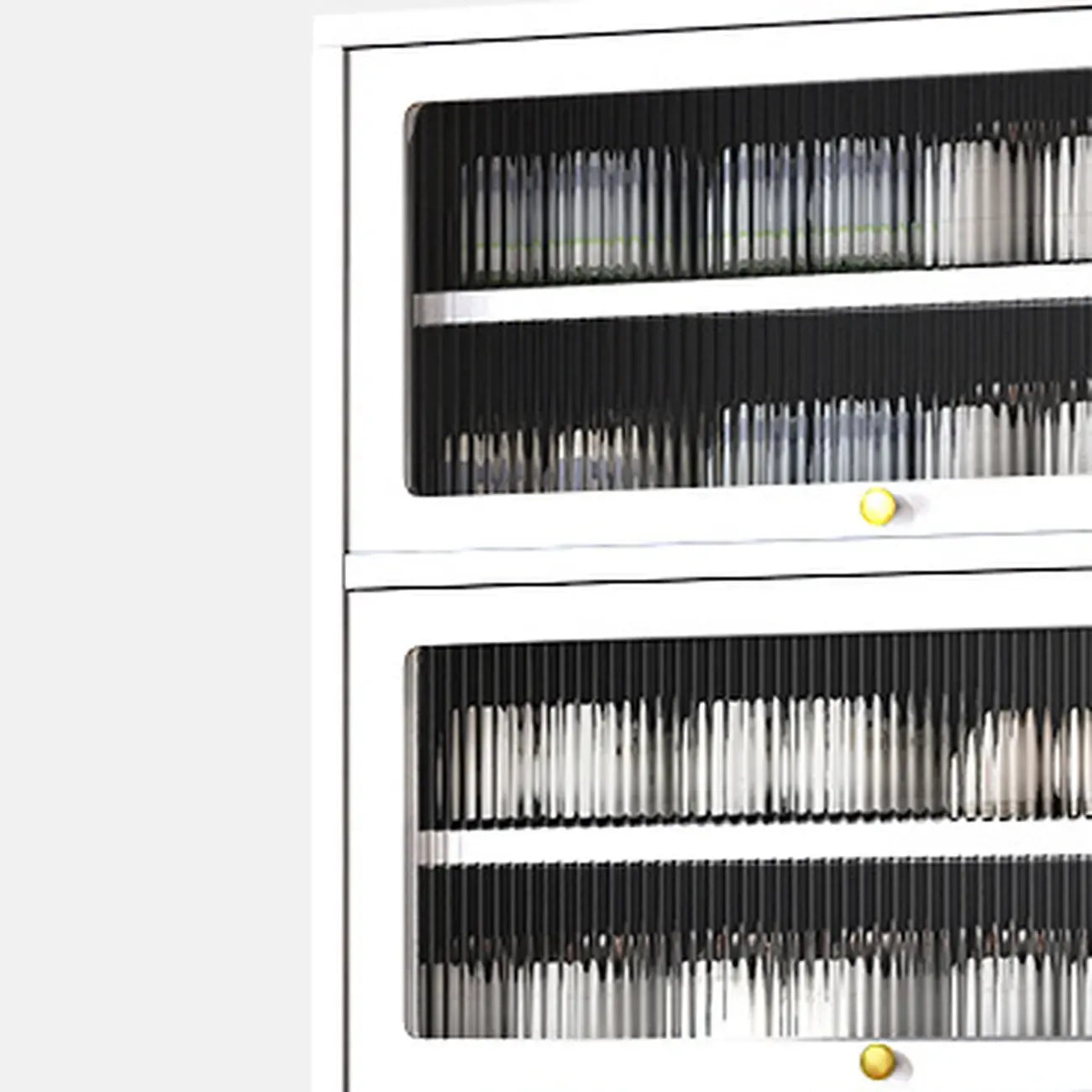 Flip-up Vertical White Shoe Storage with Glass Doors