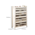Flip-up Vertical White Shoe Storage with Glass Doors