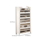 Flip-up Vertical White Shoe Storage with Glass Doors