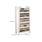 Flip-up Vertical White Shoe Storage with Glass Doors