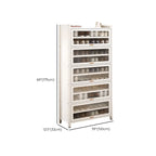 Flip-up Vertical White Shoe Storage with Glass Doors