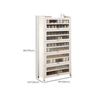 Flip-up Vertical White Shoe Storage with Glass Doors