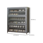 Flip-up Vertical White Shoe Storage with Glass Doors