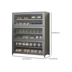 Flip-up Vertical White Shoe Storage with Glass Doors