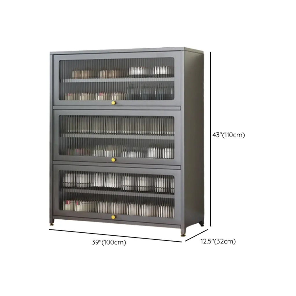 Flip-up Vertical White Shoe Storage with Glass Doors