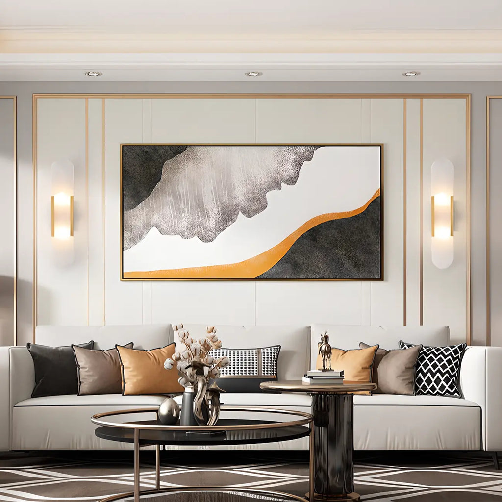 Modern Brass Oval Wall Light with Stone Chalk Shade