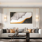 Modern Brass Oval Wall Light with Stone Chalk Shade