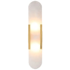 Modern Brass Oval Wall Light with Stone Chalk Shade