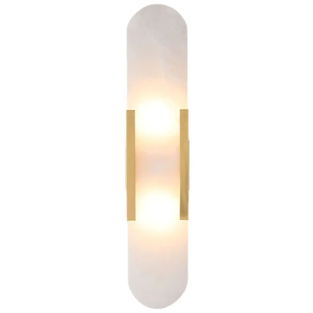 Modern Brass Oval Wall Light with Stone Chalk Shade