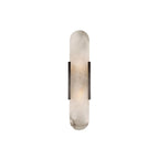 Modern Brass Oval Wall Light with Stone Chalk Shade