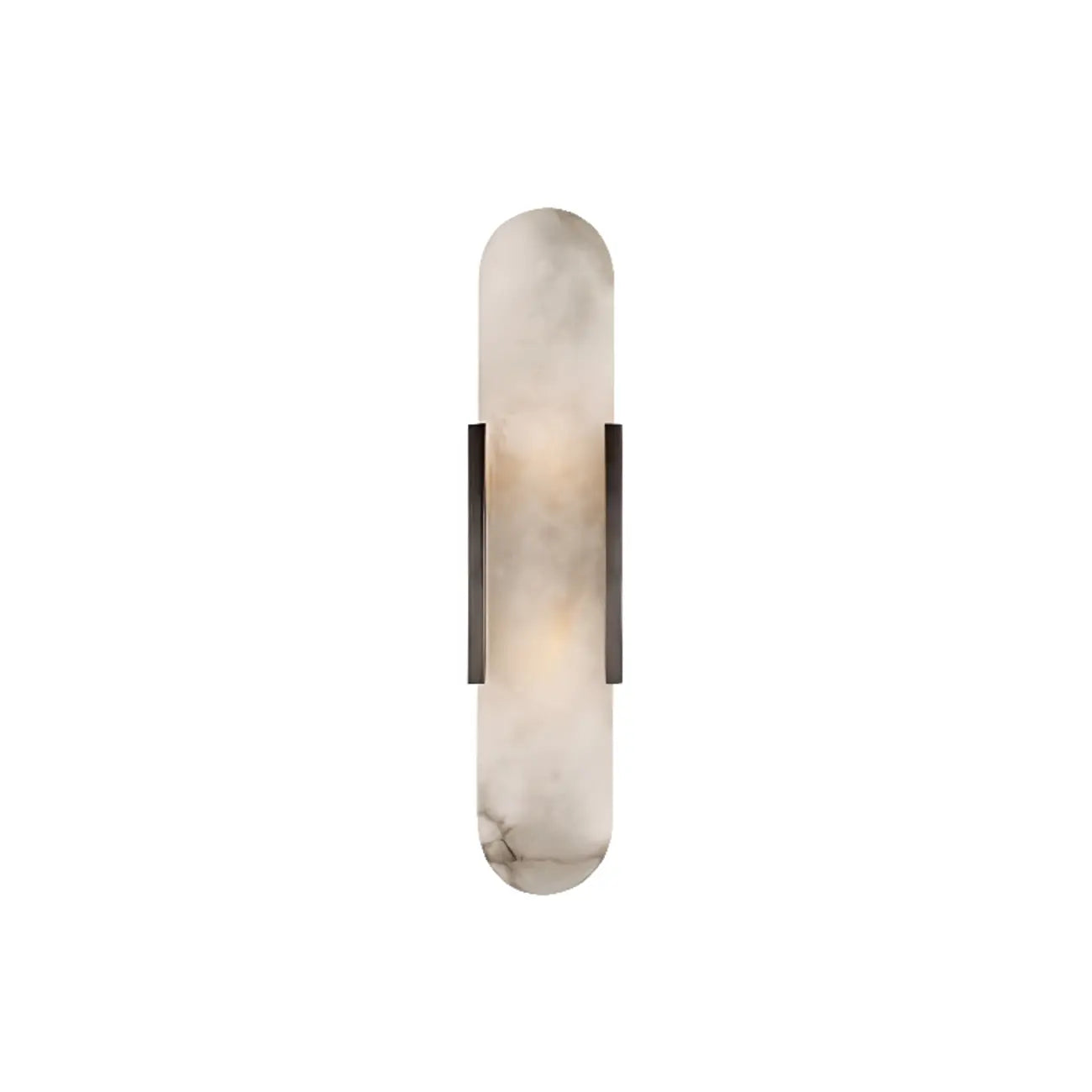 Modern Brass Oval Wall Light with Stone Chalk Shade