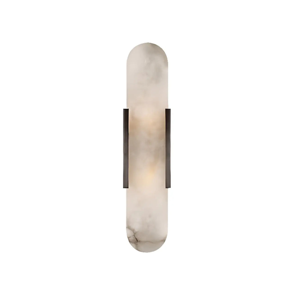 Modern Brass Oval Wall Light with Stone Chalk Shade