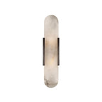 Modern Brass Oval Wall Light with Stone Chalk Shade