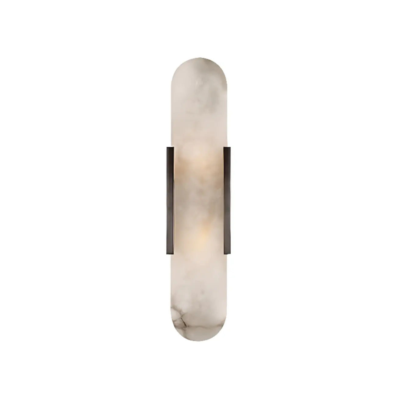 Modern Brass Oval Wall Light with Stone Chalk Shade