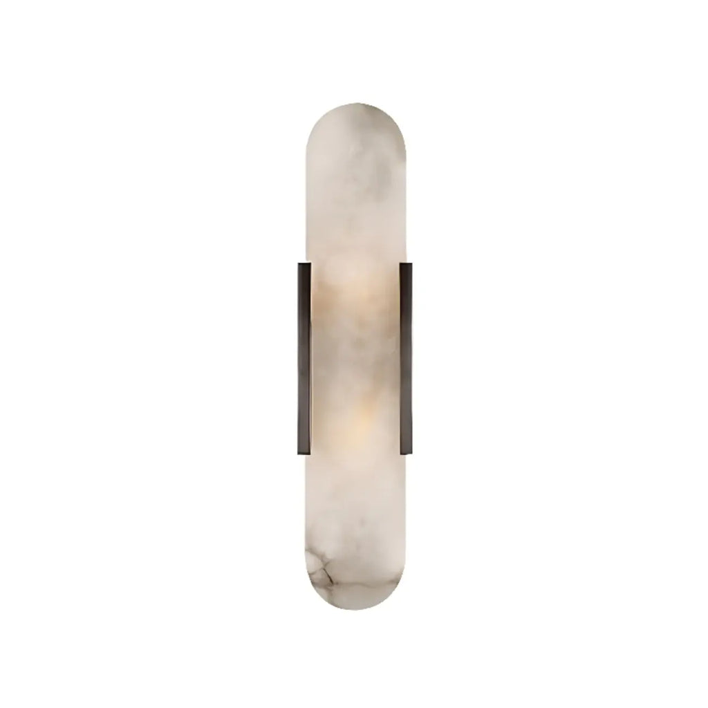 Modern Brass Oval Wall Light with Stone Chalk Shade