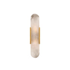 Modern Brass Oval Wall Light with Stone Chalk Shade