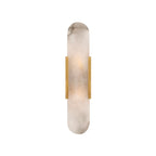 Modern Brass Oval Wall Light with Stone Chalk Shade