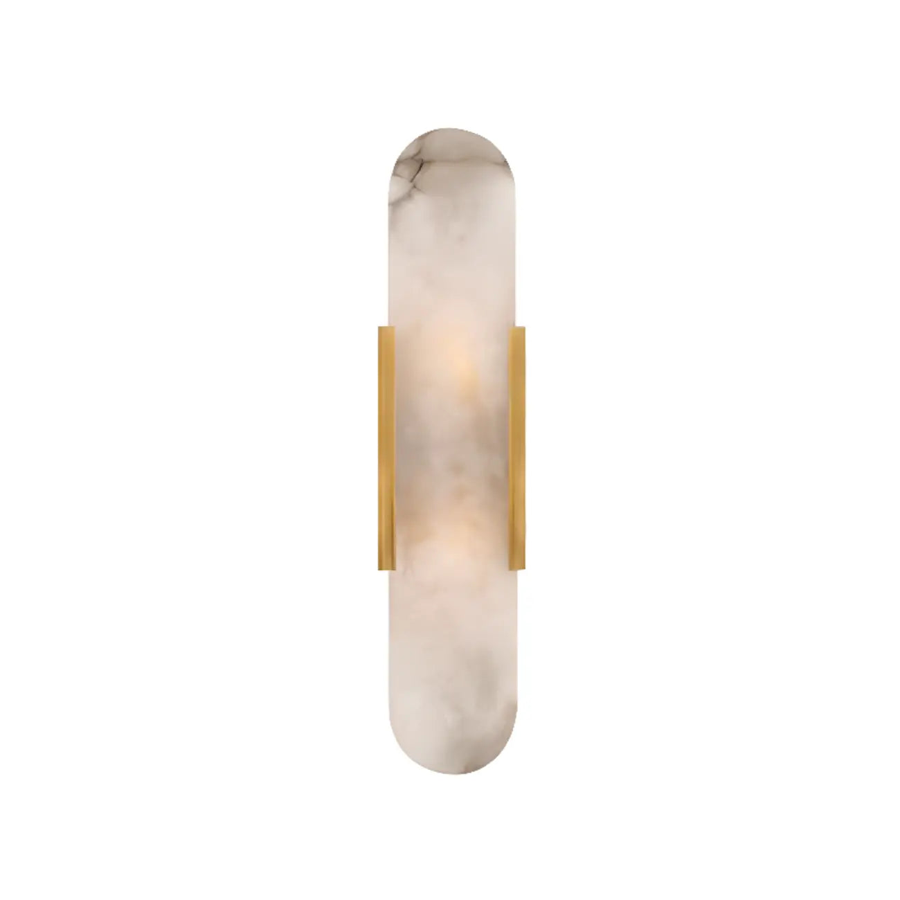Modern Brass Oval Wall Light with Stone Chalk Shade