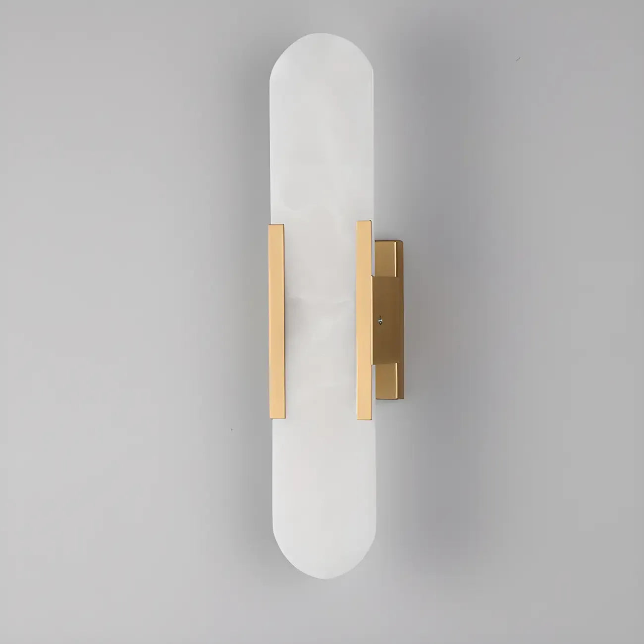 Modern Brass Oval Wall Light with Stone Chalk Shade